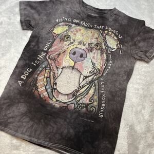 Pitty Pitbull Tee T-Shirt Adult S Gray Tie Dye Pastel Watercolor Graphic Love